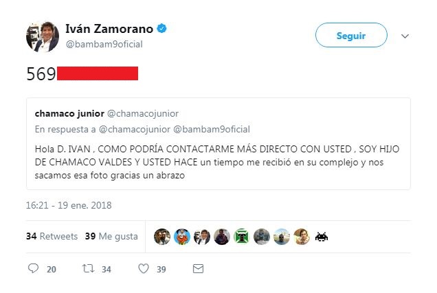 Iván Zamorano genera furor al dar número telefónico en Twitter