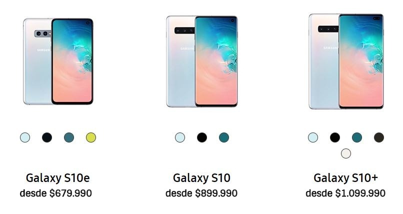 Precio Samsung S10e, Samsung S10 y Samsung S10+