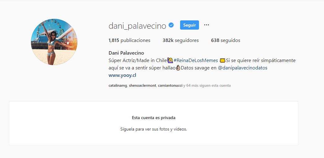 Daniela Palavecino y su Instagram bloqueado